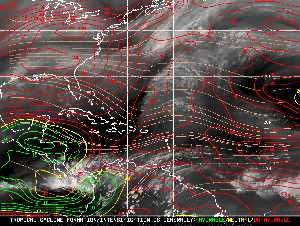 Météo tropicale : Carte des vents de cisaillement.