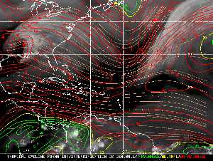 Météo tropicale : Carte des vents de cisaillement.