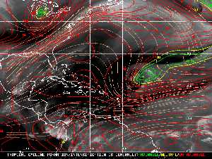 Météo tropicale : Carte des vents de cisaillement.