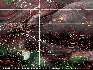 Météo tropicale : Carte des vents de cisaillement.