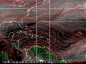 Météo tropicale : Carte des vents de cisaillement.