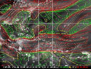 Météo tropicale : Carte des vents de cisaillement.