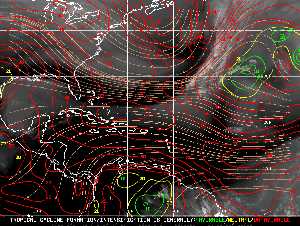 Météo tropicale : Carte des vents de cisaillement.