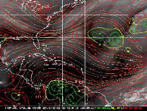 Météo tropicale : Carte des vents de cisaillement.