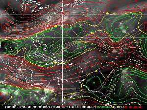 Météo tropicale : Carte des vents de cisaillement.