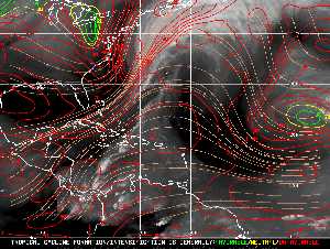 Météo tropicale : Carte des vents de cisaillement.