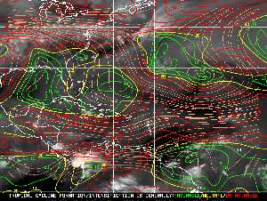 Météo tropicale : Carte des vents de cisaillement.