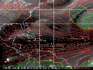 Météo tropicale : Carte des vents de cisaillement.