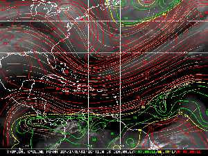 Météo tropicale : Carte des vents de cisaillement.