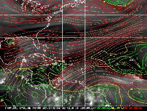 Météo tropicale : Carte des vents de cisaillement.