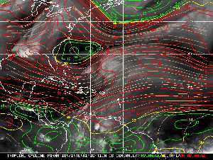 Météo tropicale : Carte des vents de cisaillement.