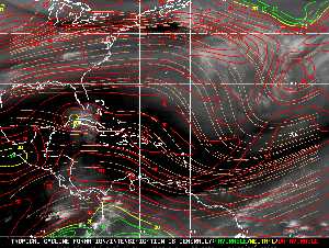 Météo tropicale : Carte des vents de cisaillement.