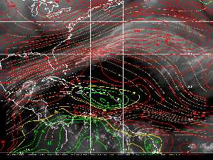 Météo tropicale : Carte des vents de cisaillement.