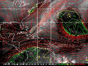 Météo tropicale : Carte des vents de cisaillement.