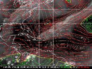 Météo tropicale : Carte des vents de cisaillement.