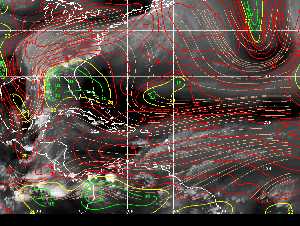 Météo tropicale : Carte des vents de cisaillement.