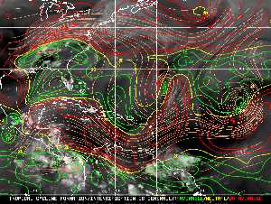 Météo tropicale : Carte des vents de cisaillement.