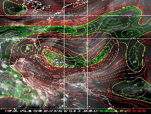 Météo tropicale : Carte des vents de cisaillement.