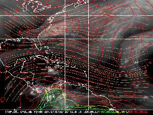 Météo tropicale : Carte des vents de cisaillement.