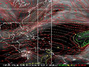 Météo tropicale : Carte des vents de cisaillement.
