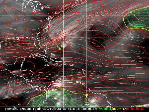 Météo tropicale : Carte des vents de cisaillement.