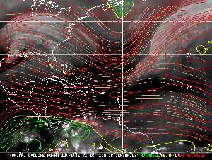 Météo tropicale : Carte des vents de cisaillement.