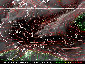 Météo tropicale : Carte des vents de cisaillement.