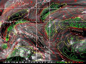 Météo tropicale : Carte des vents de cisaillement.