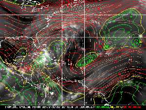 Météo tropicale : Carte des vents de cisaillement.