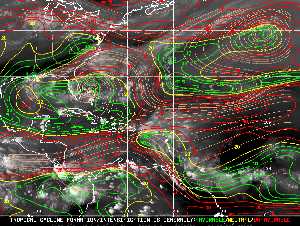 Météo tropicale : Carte des vents de cisaillement.
