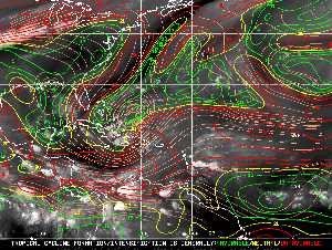 Météo tropicale : Carte des vents de cisaillement.