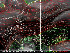 Météo tropicale : Carte des vents de cisaillement.