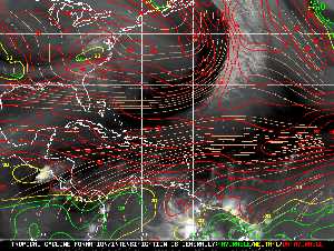 Météo tropicale : Carte des vents de cisaillement.