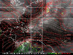 Météo tropicale : Carte des vents de cisaillement.