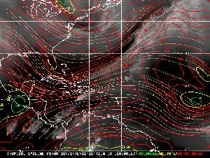 Météo tropicale : Carte des vents de cisaillement.