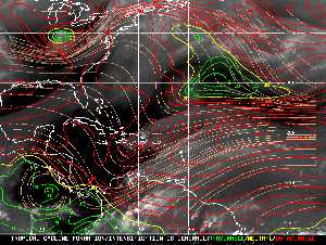 Météo tropicale : Carte des vents de cisaillement.