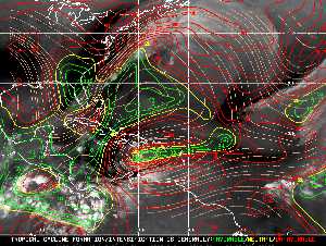Météo tropicale : Carte des vents de cisaillement.