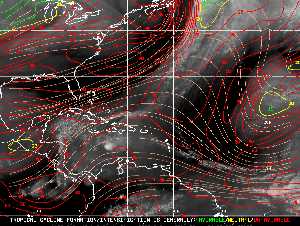 Météo tropicale : Carte des vents de cisaillement.
