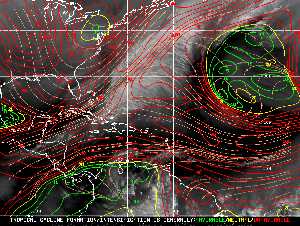 Météo tropicale : Carte des vents de cisaillement.