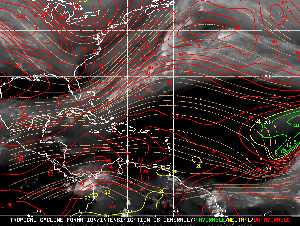 Météo tropicale : Carte des vents de cisaillement.