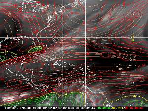 Météo tropicale : Carte des vents de cisaillement.