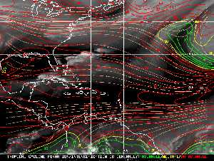 Météo tropicale : Carte des vents de cisaillement.