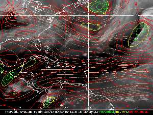 Météo tropicale : Carte des vents de cisaillement.