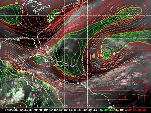 Météo tropicale : Carte des vents de cisaillement.