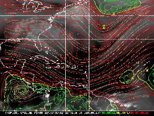 Météo tropicale : Carte des vents de cisaillement.