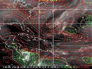 Météo tropicale : Carte des vents de cisaillement.