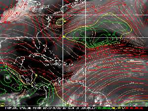 Météo tropicale : Carte des vents de cisaillement.