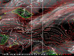 Météo tropicale : Carte des vents de cisaillement.