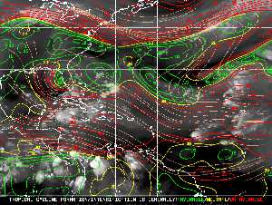 Météo tropicale : Carte des vents de cisaillement.