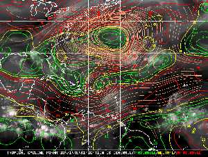 Météo tropicale : Carte des vents de cisaillement.
